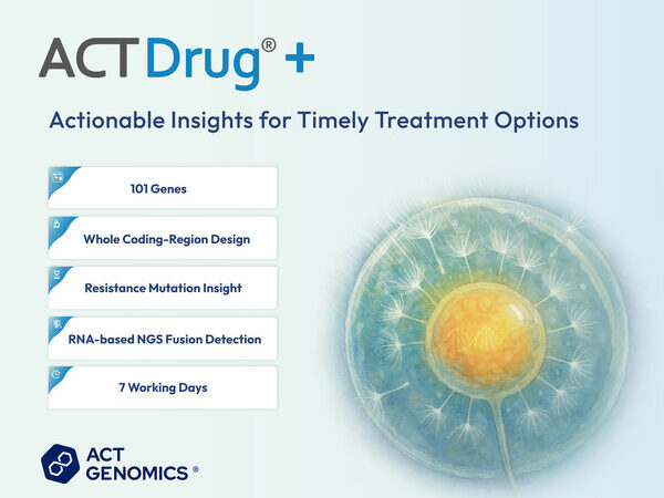 ACT Genomics ยกระดับการวิเคราะห์รหัสพันธุกรรมเชิงลึกซึ่งเป็นที่ยอมรับทางการแพทย์ด้วยแผงตรวจ 101 ยีน พร้อมระยะดำเนินการ 7 วัน ACT Genomics ยกระดับการวิเคราะห์รหัสพันธุกรรมเชิงลึกซึ่งเป็นที่ยอมรับทางการแพทย์ด้วยแผงตรวจ 101 ยีน พร้อมระยะดำเนินการ 7 วัน